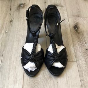 DKNY genuine leather braided heel black size 6 1/2